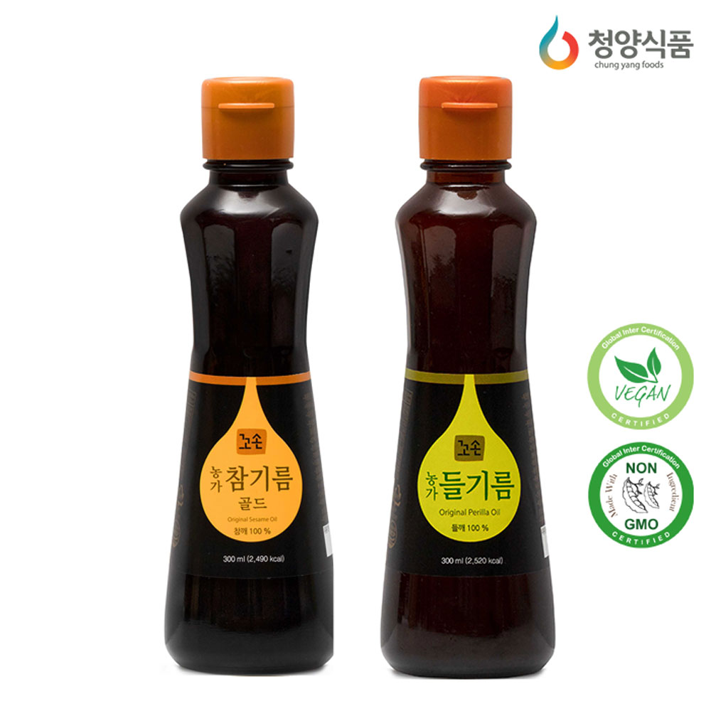 꼬손 참기름+들기름 300ml (무료배송) : 청양식품