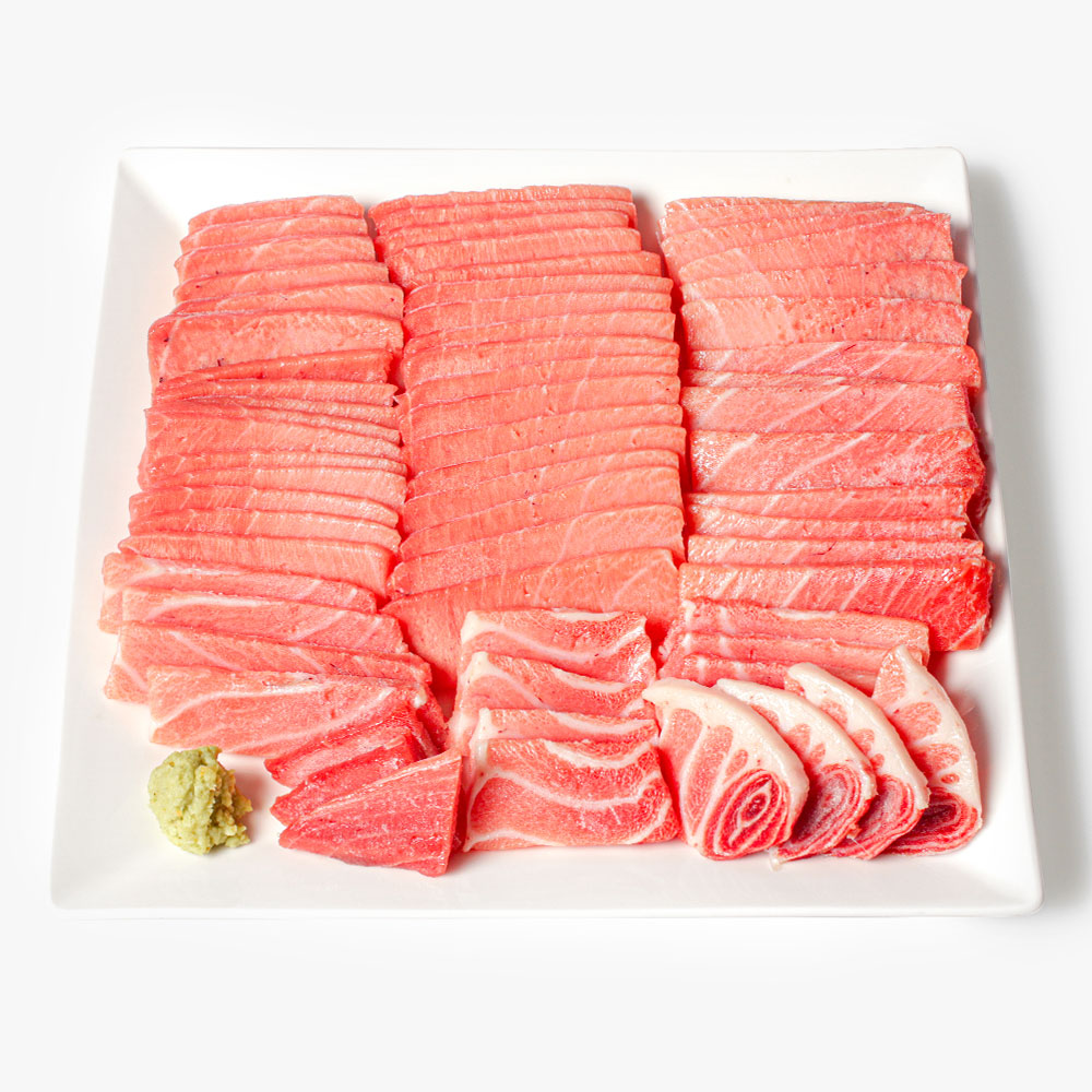 참다랑어 슬라이스 (냉동참치회, 혼마구로, 가마도로, 배꼽살, 오도로, 주도로, 아카미) : 인어교주해적단
