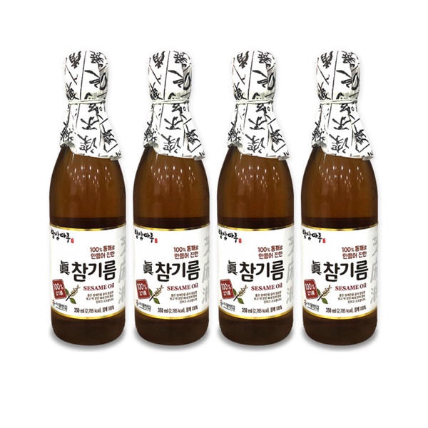 밥상마루 100% 참기름 350ml x 4개 : 토핑라이프
