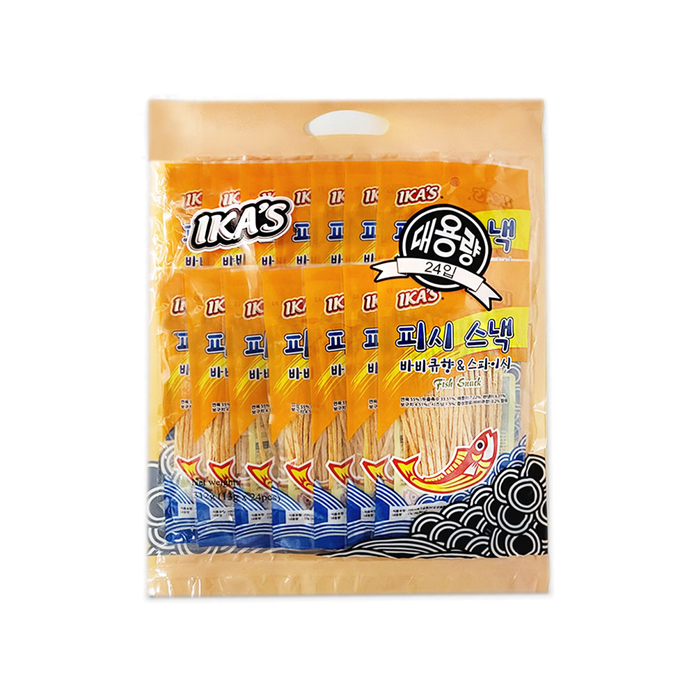 [피시스낵] 바비큐향 & 스파이스 13gX24개 피쉬스낵 맥주안주 쥐포 어포 : 까까프렌즈잇츠