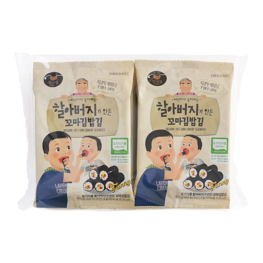 [만전김] 유기 할아버지가 만든 꼬마김밥김 6g x 6봉 : 만전김직영몰