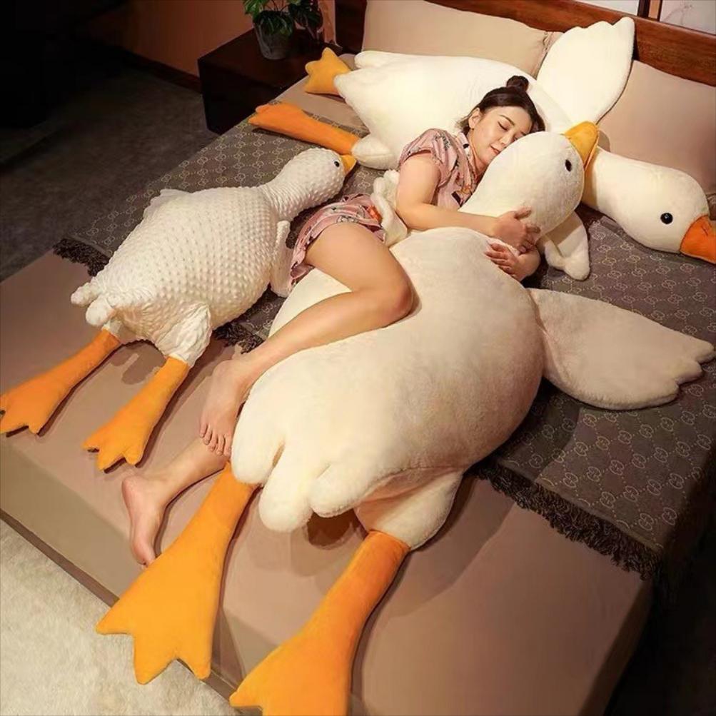 거위 닭 오리 애착 인형 바디필로우 큰 흰색 플러시 장난감 수면 소녀 침대 베개 생일 선 : 스마일직구마켓