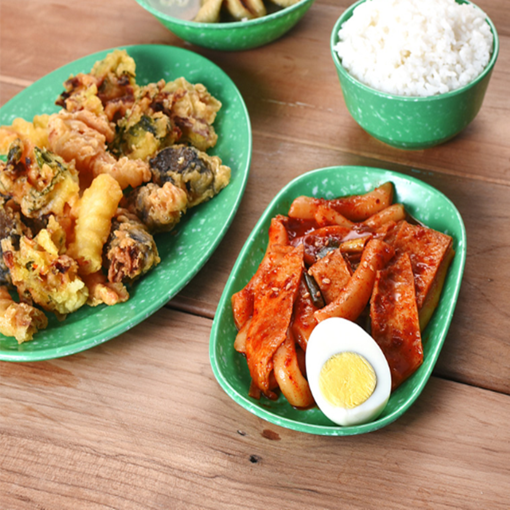 점박이그릇 분식집 레트로 접시 업소용 떡볶이 반찬 그릇 : 히뽀샵