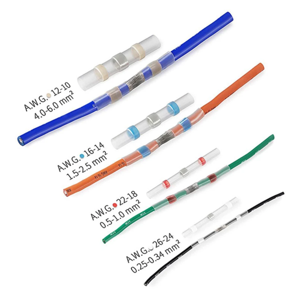 방수 솔더링 슬리브 50pcs 자동 납땜 커넥터 용접 배선 연결 열수축튜브 와이어 크림프 : 제규산업