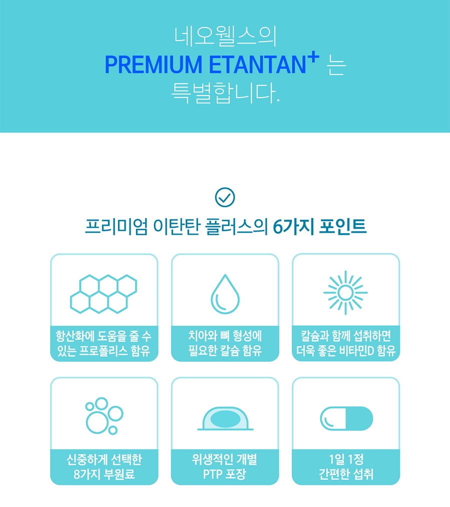 네오웰스 프리미엄 이탄탄 치아 뼈 골다공증 관리 칼슘 비타민D 항산화 프로폴리스 60정 : 수미니 삼촌