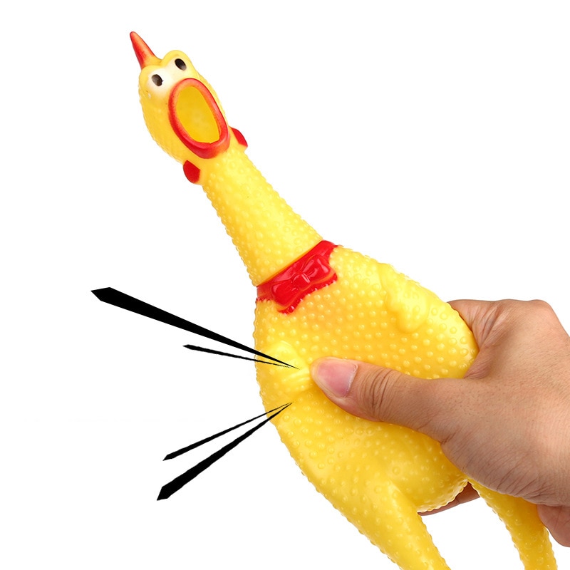 반려동물 개 끽끽 소리 나는 비명 씹는 장난감 재밌는 노란색 고무 닭 17cm 31cm 40cm : CNE