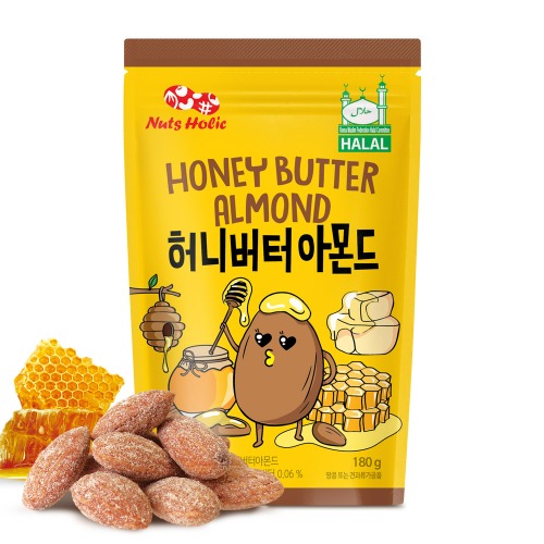 넛츠홀릭 HALAL 허니버터 아몬드 할랄 180g : 제이케이겟