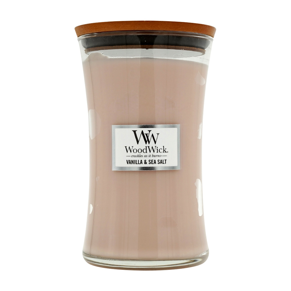 자캔들컵캔들 우드윅 라지 자 캔들 바닐라 씨 솔트 610 g Large Jar Candle Vanilla Sea Salt 21.5 oz 플로럴 향의 모래시계 모양... 