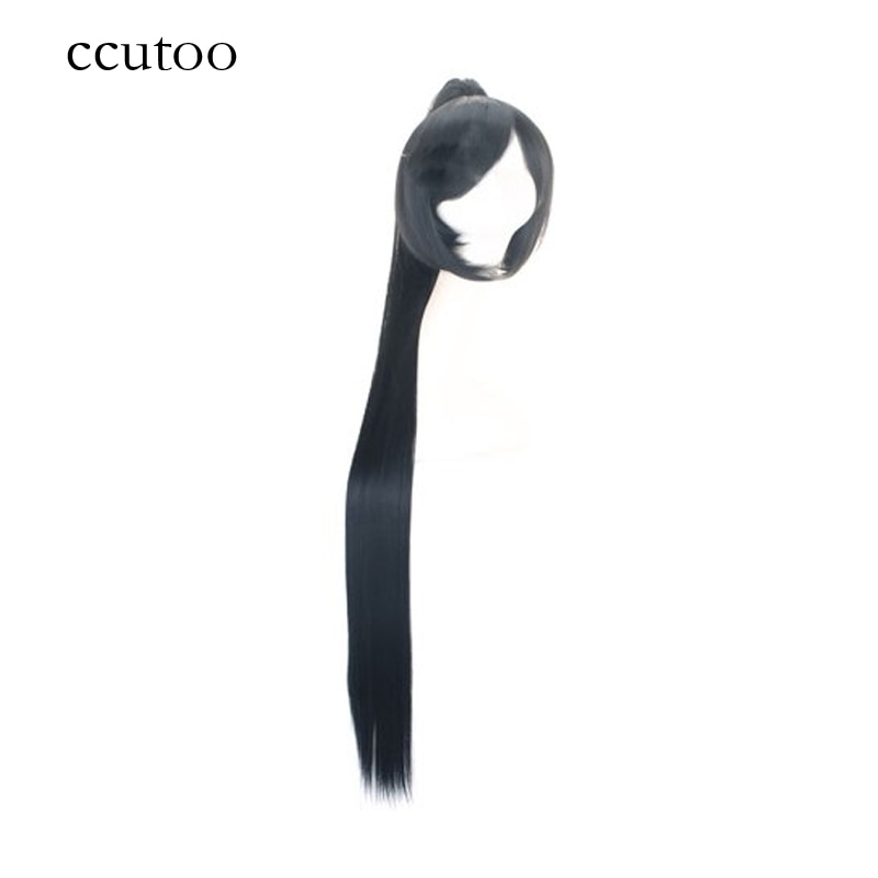 Ccutoo 실버 화이트 블랙 금발 긴 스트레이트 고온 섬유 합성 헤어 코스프레 가발 펠루카 칩 포니테일 포함 : 와이디닷컴
