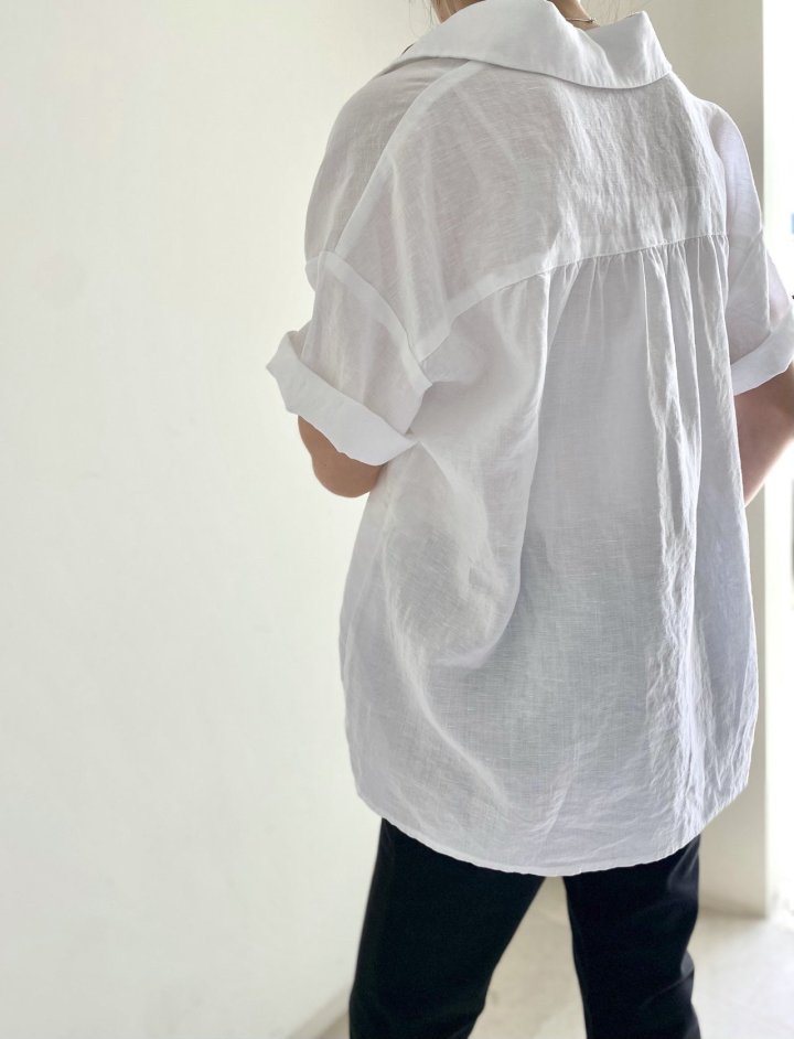 린넨 워싱 반팔 블라우스 여유있는 기장 시원 여름 셔츠 아이엔지 : MI:U 미유