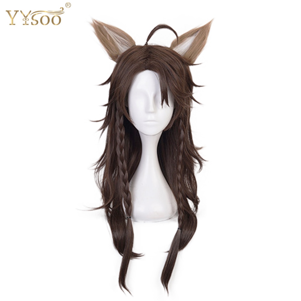 YYsoo 긴 갈색 남자 코스프레 가발과 Bangs 합성 물결 모양의 머리 기계 헤어 클립으로 할로윈가 발을 만들었 아니 레이스가 발 : 와이디닷컴