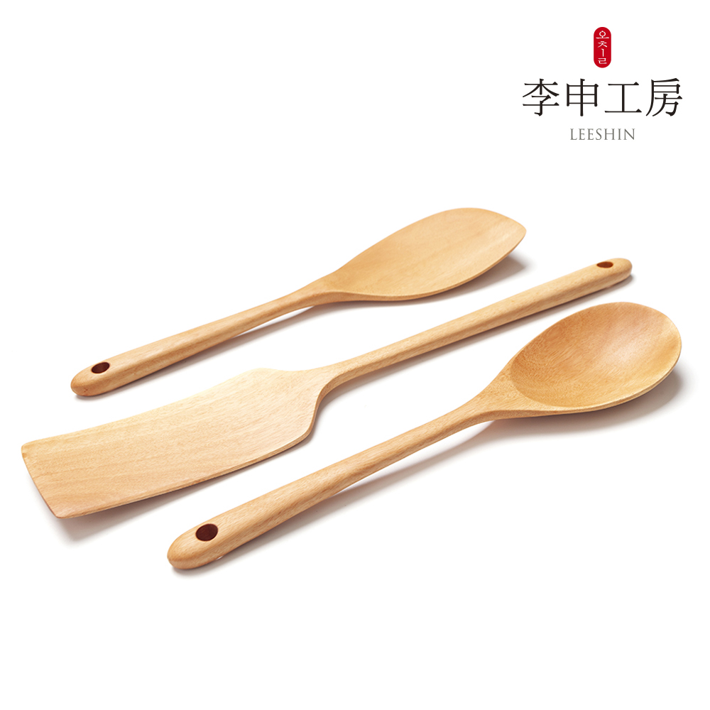 [이신공방] 국산 천연오일 내추럴 나무 조리도구 3종세트 (다용도주걱 뒤집개 볶음주걱) : 이신공방