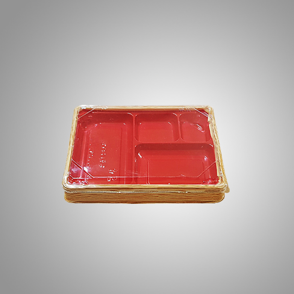 고급 다용도 직수입도시락 맛나4칸 (적색) 225x170xH45mm / 600set : 행복물류