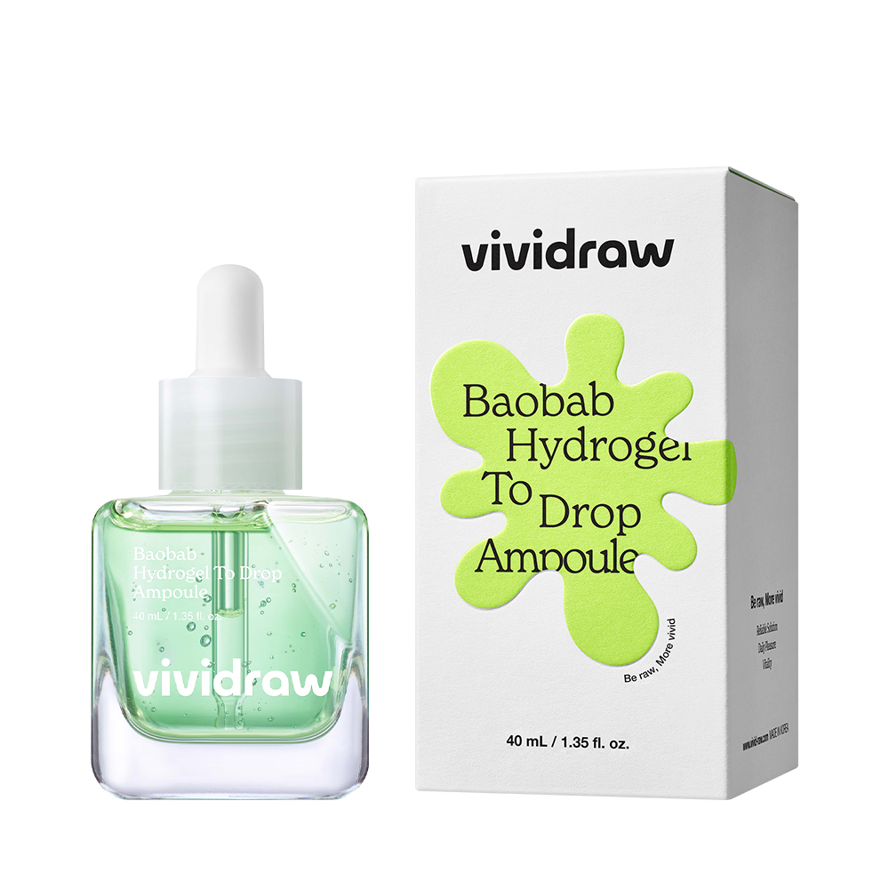 [매끈수분결] 비비드로우 바오밥 하이드로겔 투 드롭 앰플 40ml (1+1 구매 가능) : VIVIDRAW