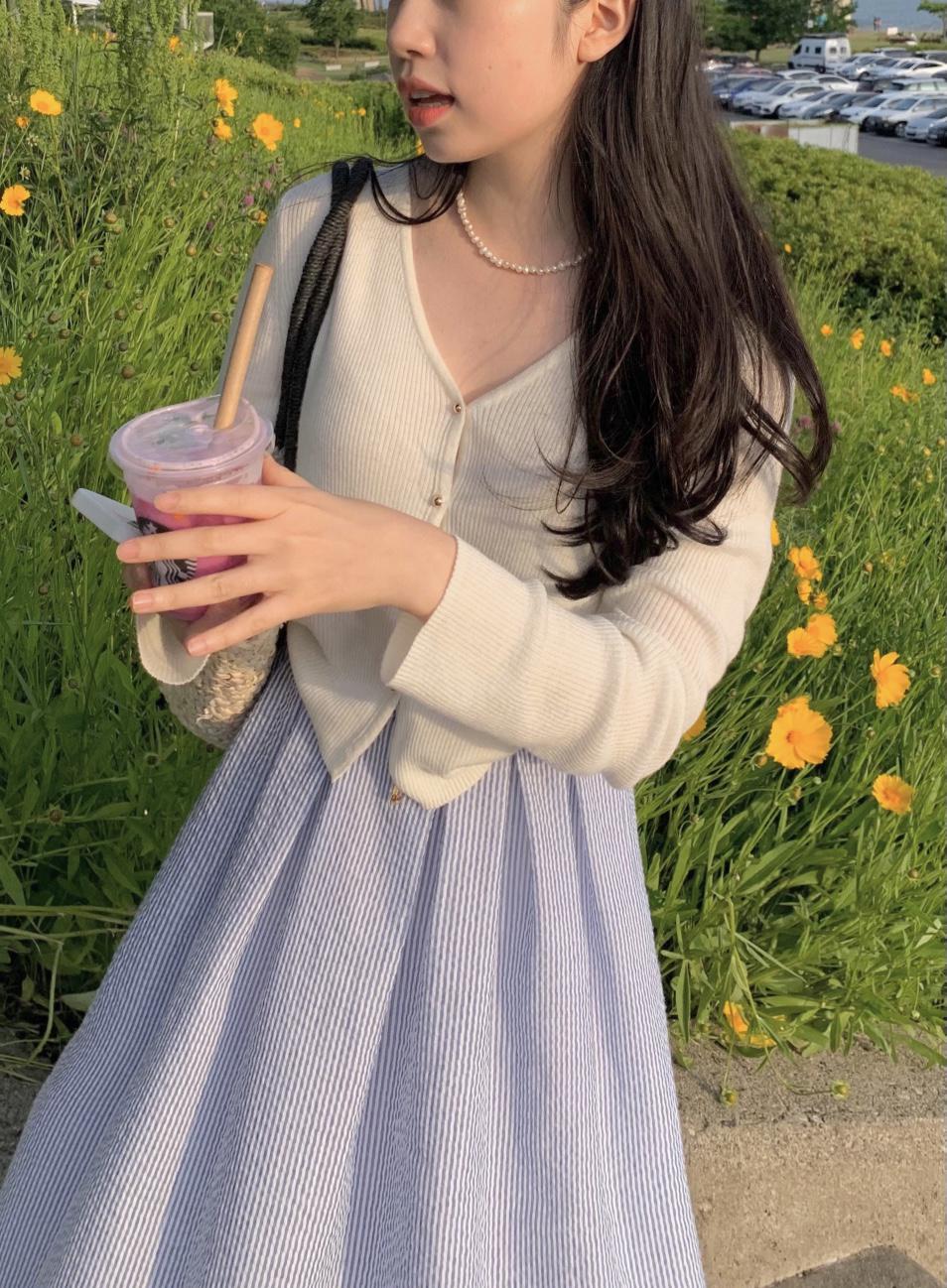 (소라 당일출고)플레어 시어서커 스트라이프 롱스커트 (2color) : 앤무드.N-mood