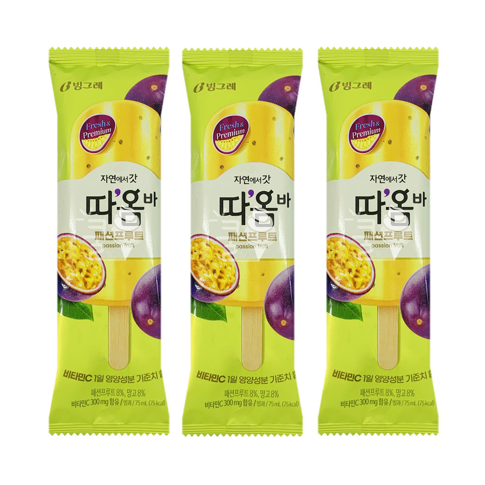 빙그레 따옴바 따옴아이스크림 납작복숭아 패션프루트 딸기 수박 파인애플  5종 40개 : 소담소담해