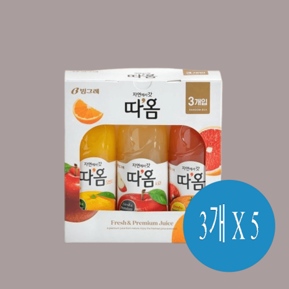 빙그레 자연에서 갓 따옴 주스 235ml3개 맛랜덤배송 X 5 : 와이비케이