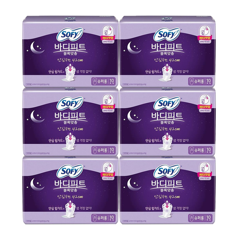 쏘피 바디피트 볼록맞춤 슈퍼롱 60개 안심숙면 420 오버나이트 소피 생리대 : 007유통
