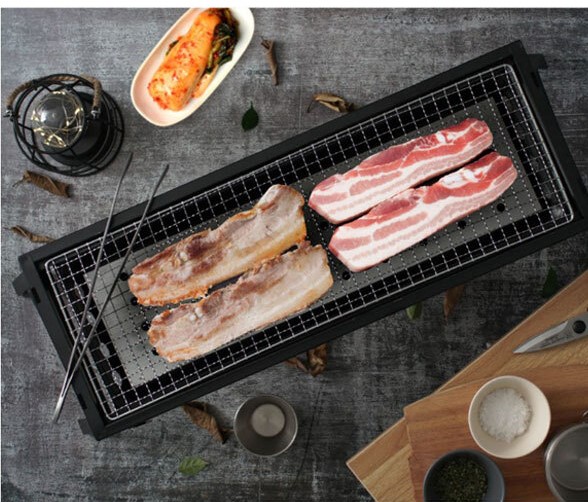 캠핑용품 숯불 바베큐그릴 삼겹살 화로대 접이식 고기불판 : 홈유즈
