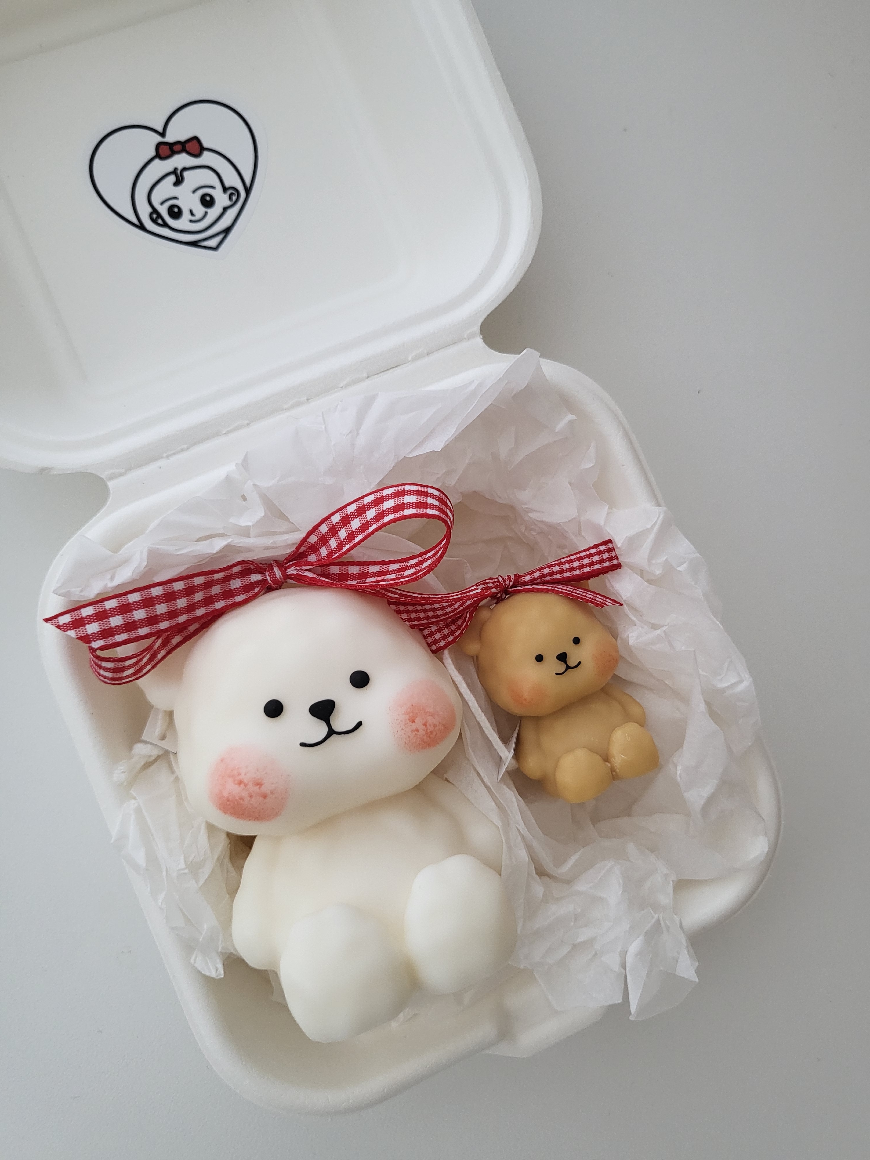 [베베캔들]뽀곰이특대+아기뽀곰 예쁜 캔들 신혼부부 집들이 답례품 무료선물포장 : 베베캔들