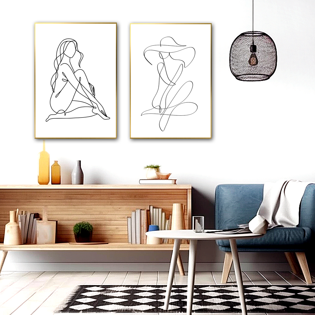 미니멀 모던 라인 아트 북유럽 감성 거실 인테리어 그림 액자 포스터 : 턴스톡스