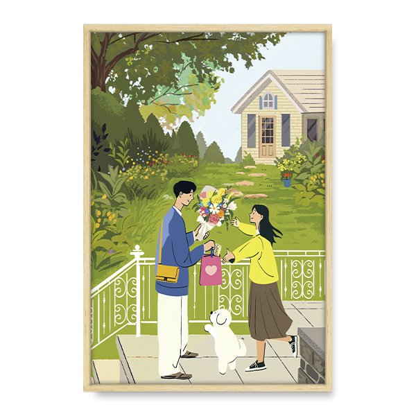 화이트데이, ggoruvi 작가 작품 일러스트 그림 캔버스 액자 거실 벽 장식 인테리어 소품 : 라이크디즈