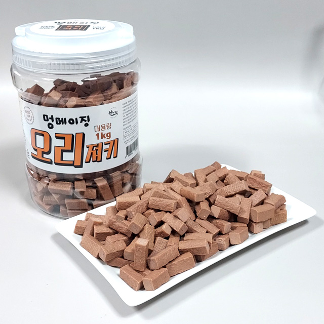 [3+1]멍메이징 국산 져키 가수분해 강아지 통 간식 황태 오리 연어 한우 콤보 1kg : 유쾌한 펫