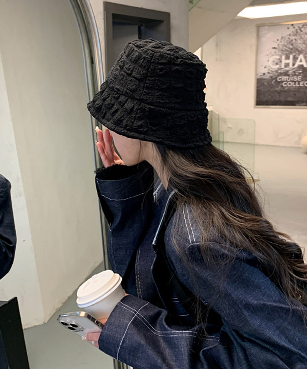 여성 데일리 버블 퀄팅 버킷햇 주름 벙거지 모자 : 제뉴어리모먼츠