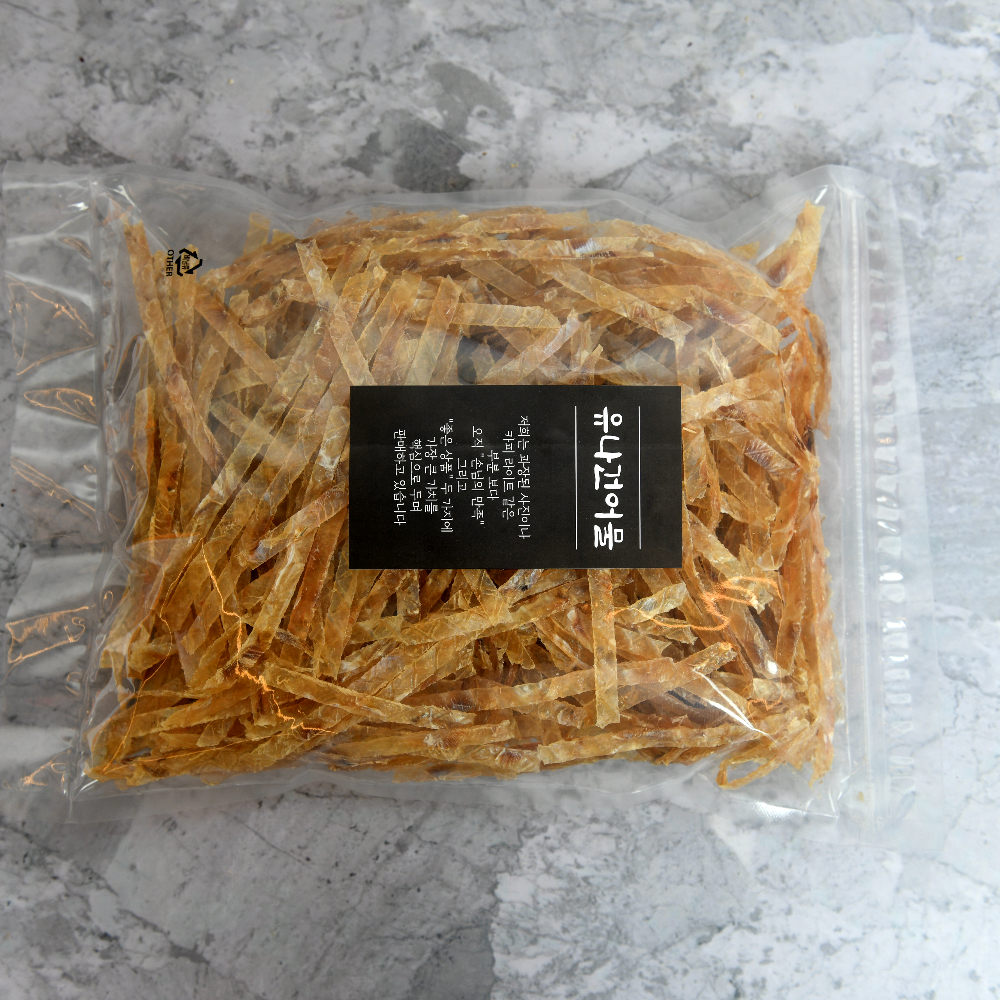 우리집 사랑 반찬 지퍼포장 쥐포실채 가위채 500g : 울산전통시장 유나건어물