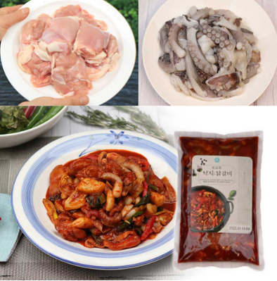 낙지닭갈비 500g 밀키트 순살닭다리살 손질된 탱글탱글한 낙지 손님접대용 술안주 캠핑요리 : 단디판다