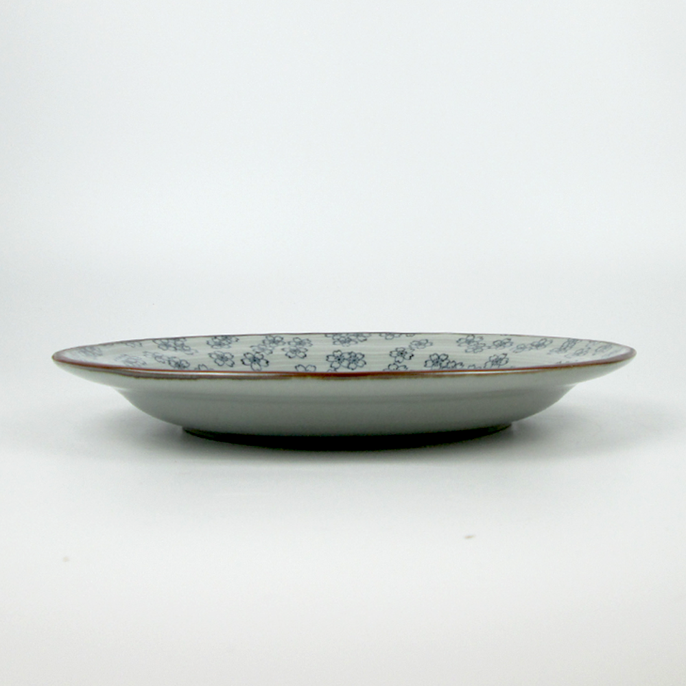 [5p 세트] 그레이 벚꽃 원형 도자기 접시 (24.4cm) : 안트지니