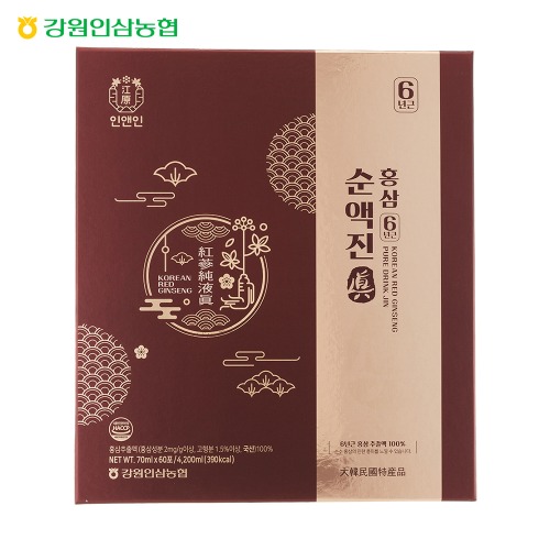 강원 인삼 농협 홍삼 순액진 70mlx60포 추출액 달임액 홍삼물 부모님 선물 : 홍천앤