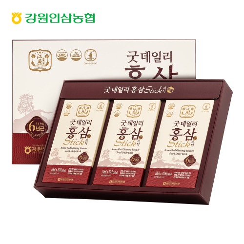 강원 인삼 농협 굿데일리 홍삼 스틱 10mlx30포 6년근 농축액 파우치 진액 짜먹는 달임액 홍삼정 : 홍천앤