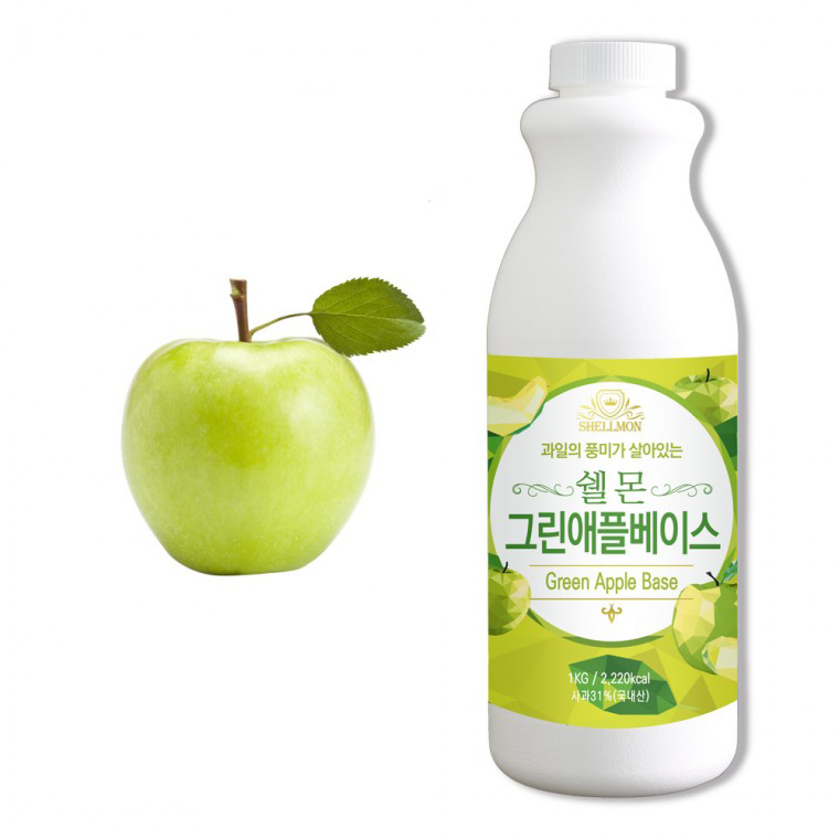 쉘몬 과일 농축 원액 베이스 1kg 그린애플 : 이든상회