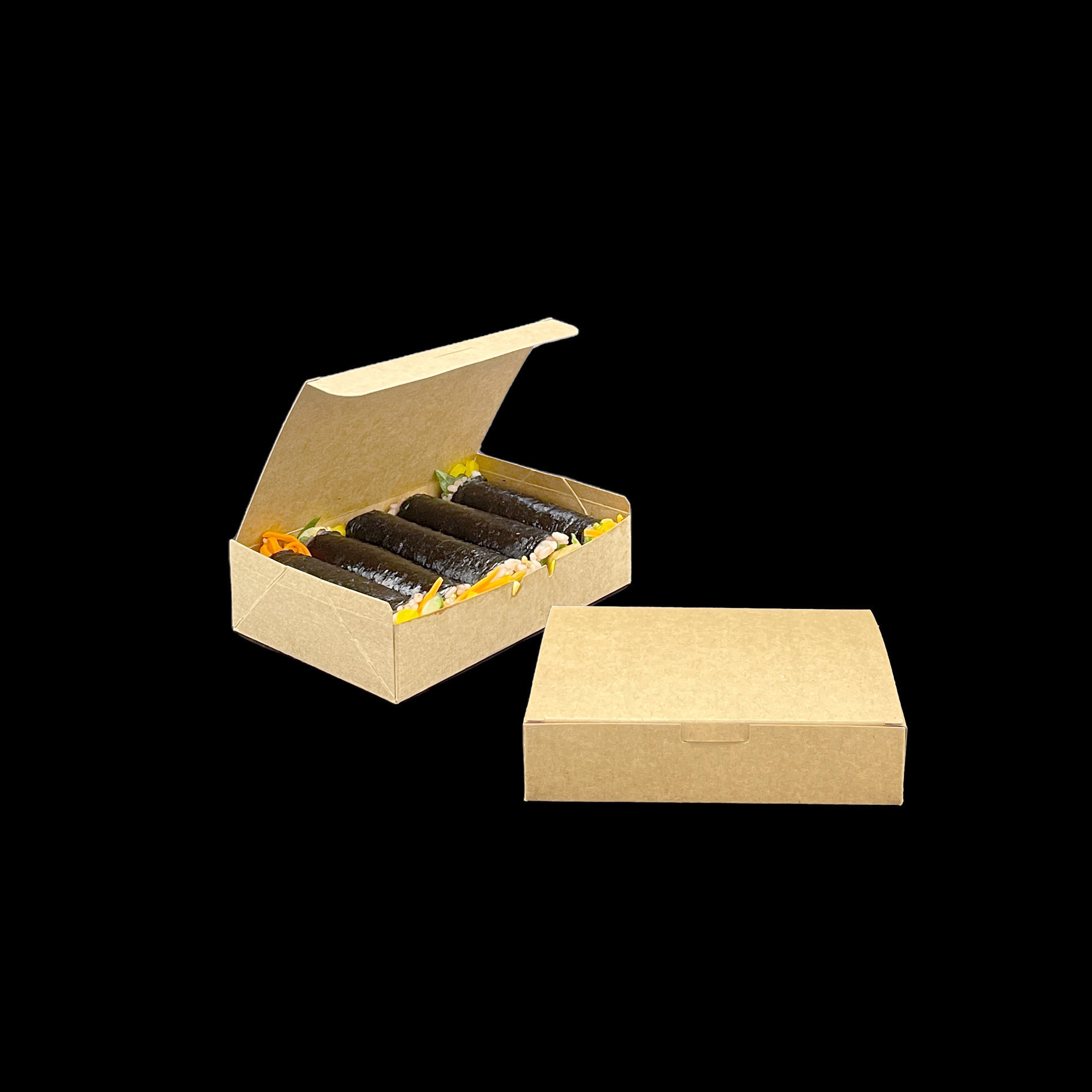 꼬마김밥 도시락 (김밥-소) 크라프트 분식 만두 피크닉 종이도시락 1박스 500매 : 위그린
