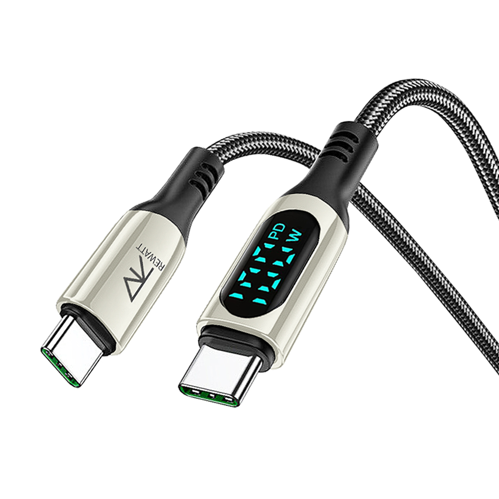 리와트 LCD 디스플레이 5A 100W PD 초고속 충전 C to C 케이블 KC-512 : 우승Tech