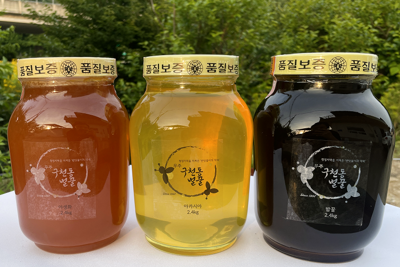구천동벌꿀 국산 프리미엄 천연 생꿀 2.4kg (아카시아, 야생화, 밤꿀, 헛개밤) : 구천동 벌꿀
