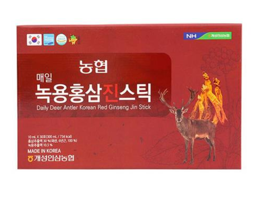 개성인삼농협 매일 녹용홍삼진스틱 10ml x 30포 면역세포 생신선물 선물세트 : 유로메디