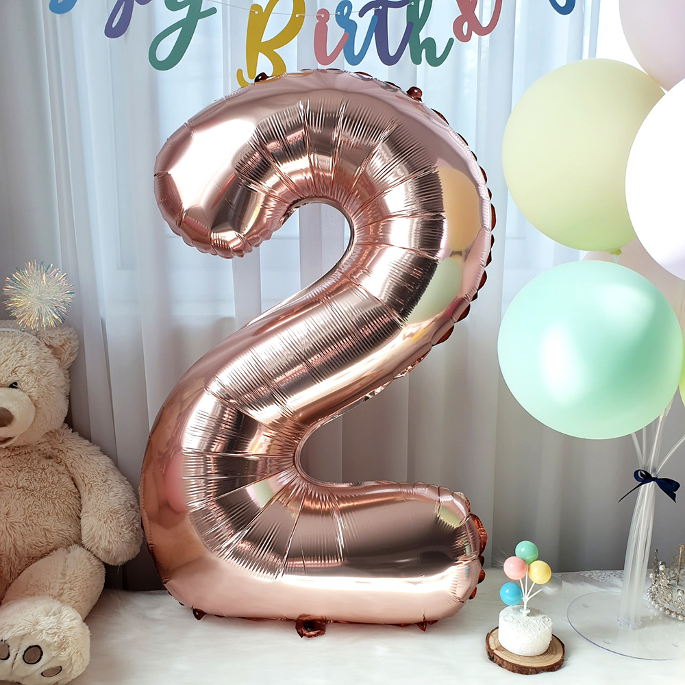 숫자풍선 대형 로즈골드 2 생일파티풍선 : 재미제이