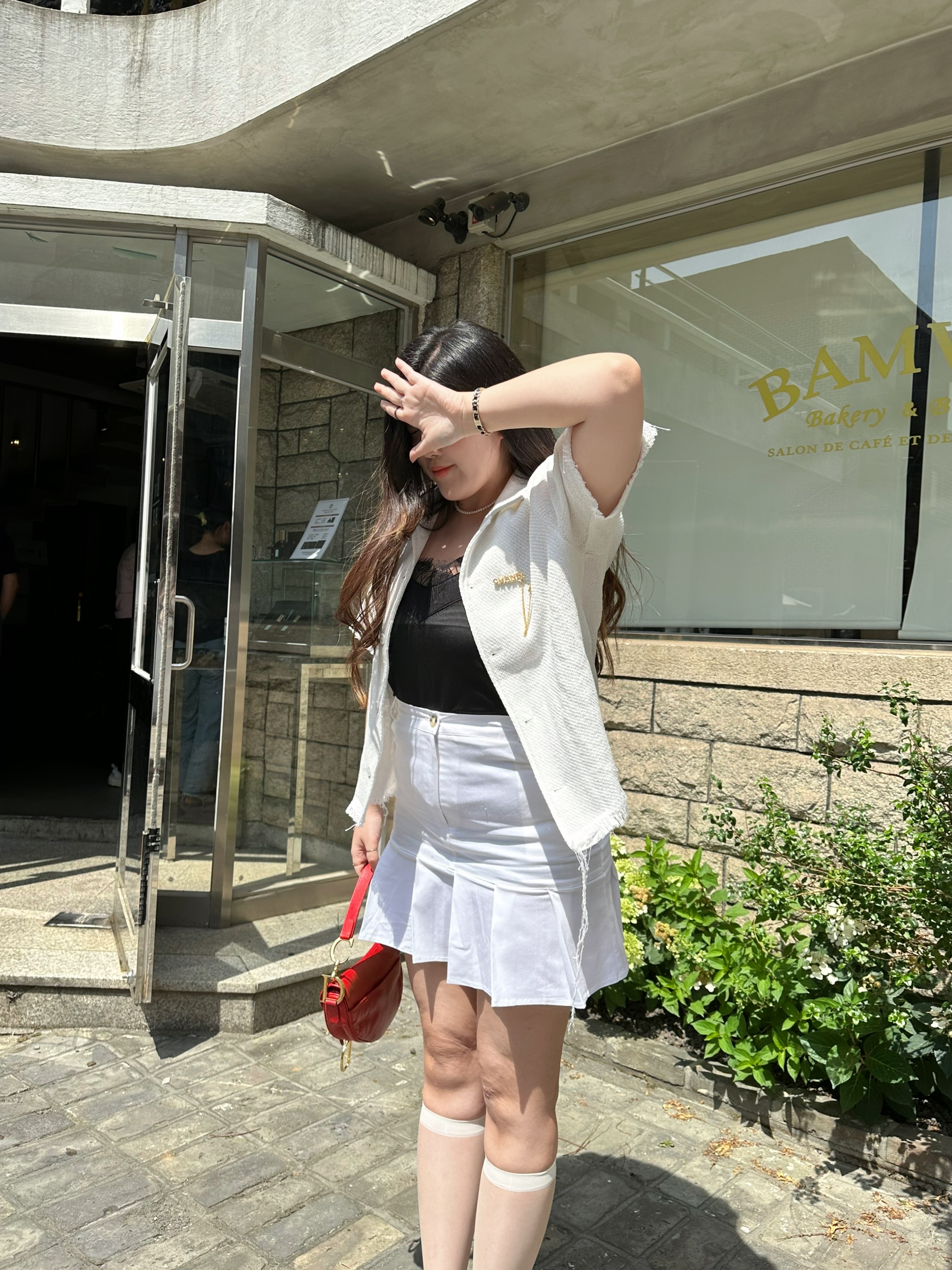여름 반팔 트위드자켓 블랙앤 화이트 남녀공용 커플룩 남자 자켓 퍼프소매 오버핏 루즈핏 빅사이즈 여름하객룩 에어컨가디건 : 버터 슬로우