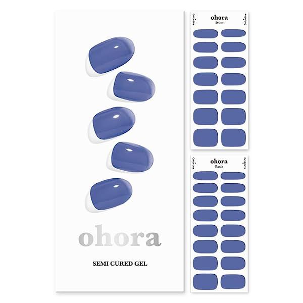 오호라 세미큐어 젤 네일 스트립N 틴트 블루시 - 모든 램프와 함께 작동 살롱 품질 지속력 도포 및 제거가 용이함 2개의 준비 패드 파일 나무 스틱... 