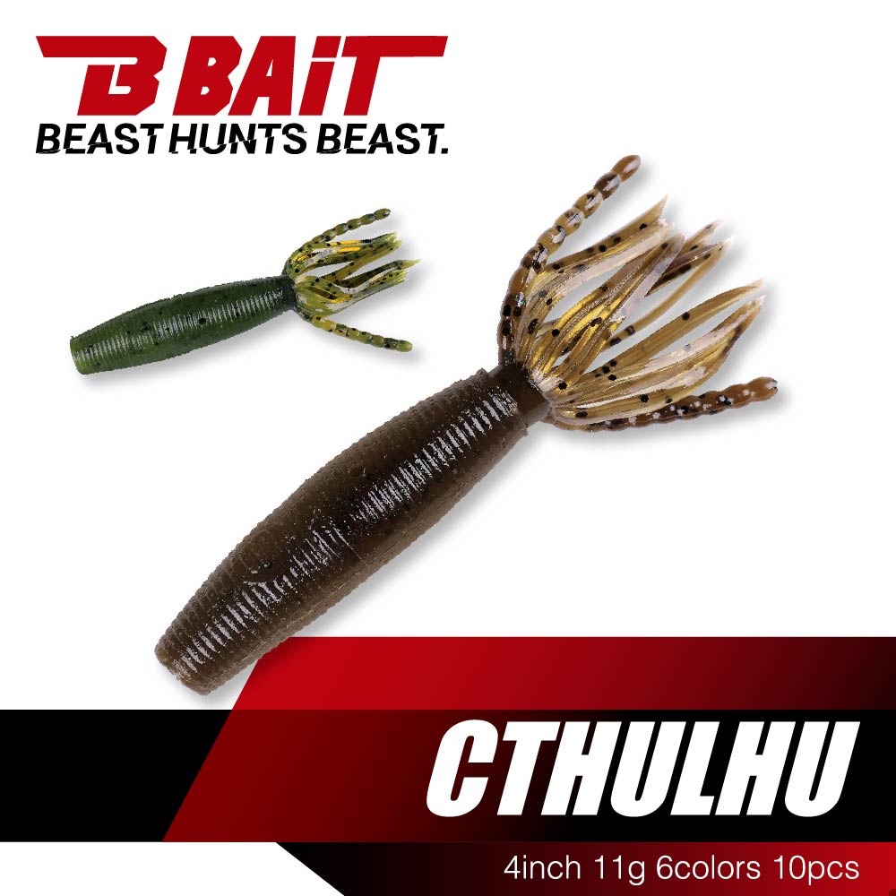 비베이트 B-BAIT 크툴루 루어웜 소프트베이트 (4인치 10개입) : 해강천