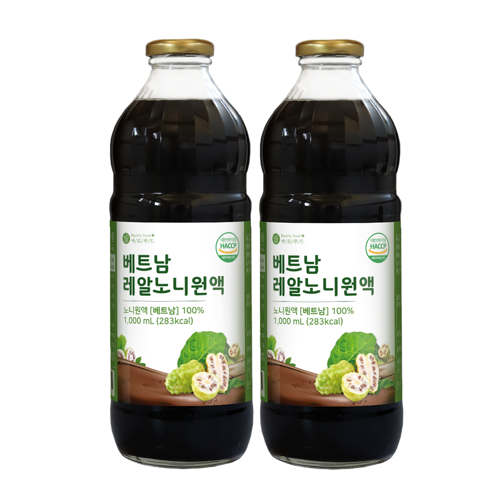 바로푸드 4320시간 발효액 숙성 저온착즙 베트남 레알노니 원액 주스 1L 2병 : 올바로푸드