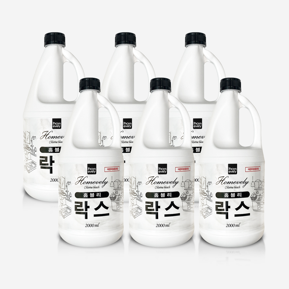 홈블리 락스 2L 4개입 1박스 표백제 얼룩제거 주방,욕실청소 살균소독 악취제거 : 홈블리