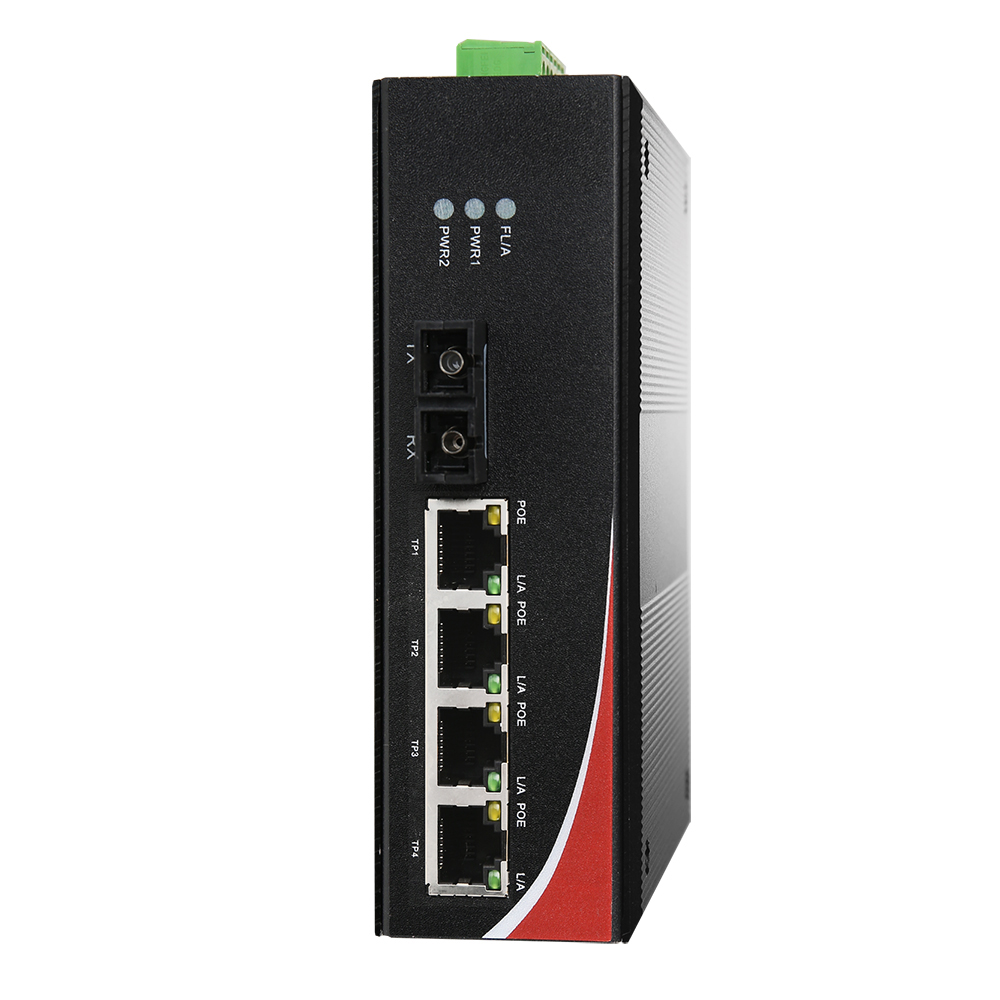 NEXT-POE514FDT-SCM 산업용 4포트 PoE 멀티 광컨버터 스위치 : 리더샵