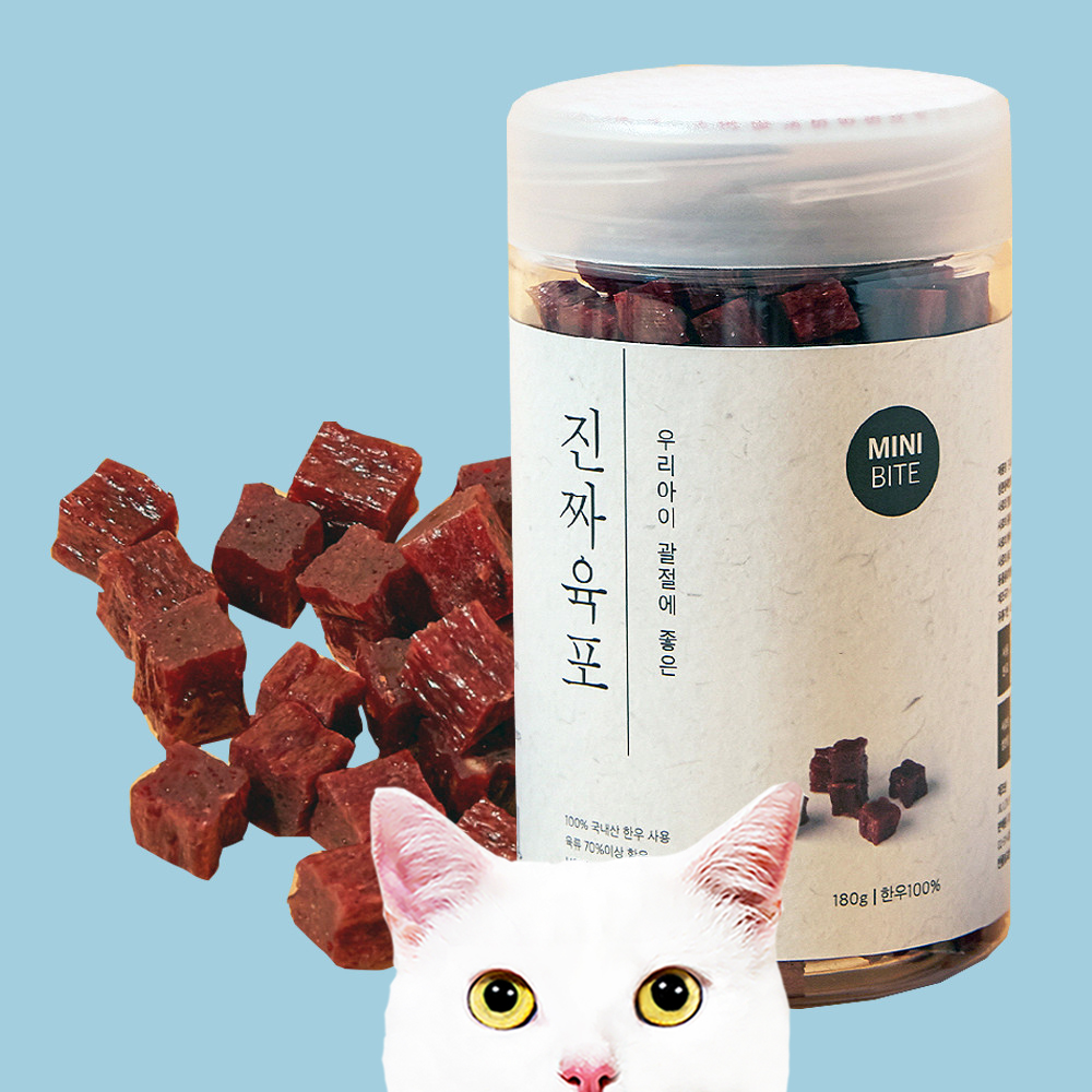 (복수구매25%)진짜 육포 미니바이트 작은사이즈 0.8cm 한우소고기 180g : 뚜뚜펫
