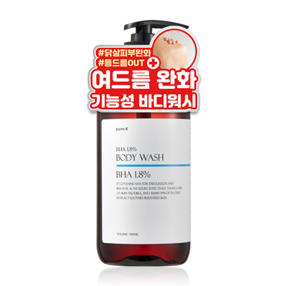 퓨어케이 바하 1.8% 등드름 바디워시 라임바질앤만다린, 500ml, 1개 : pure:K