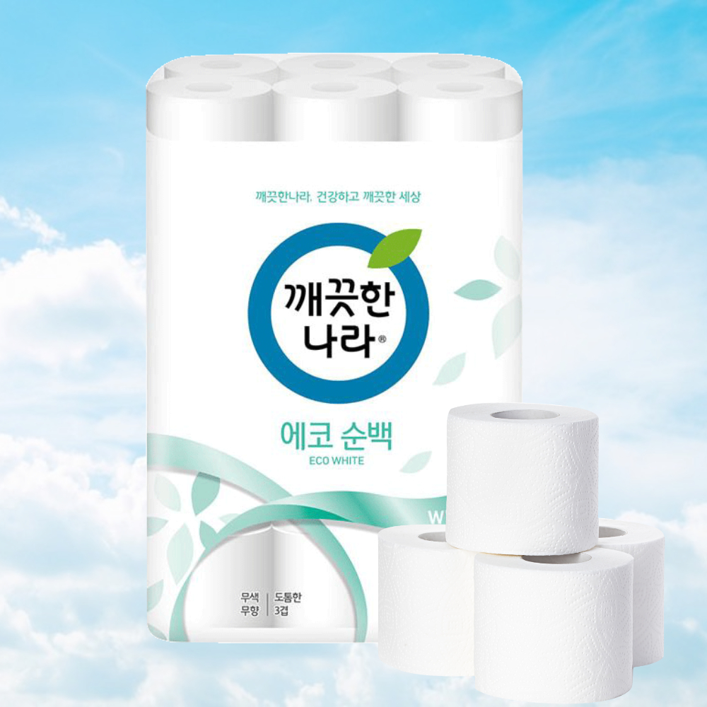 깨끗한나라 에코 순백 3겹 30m 30롤 물에잘녹는 두루말이 휴지 : 콤비코