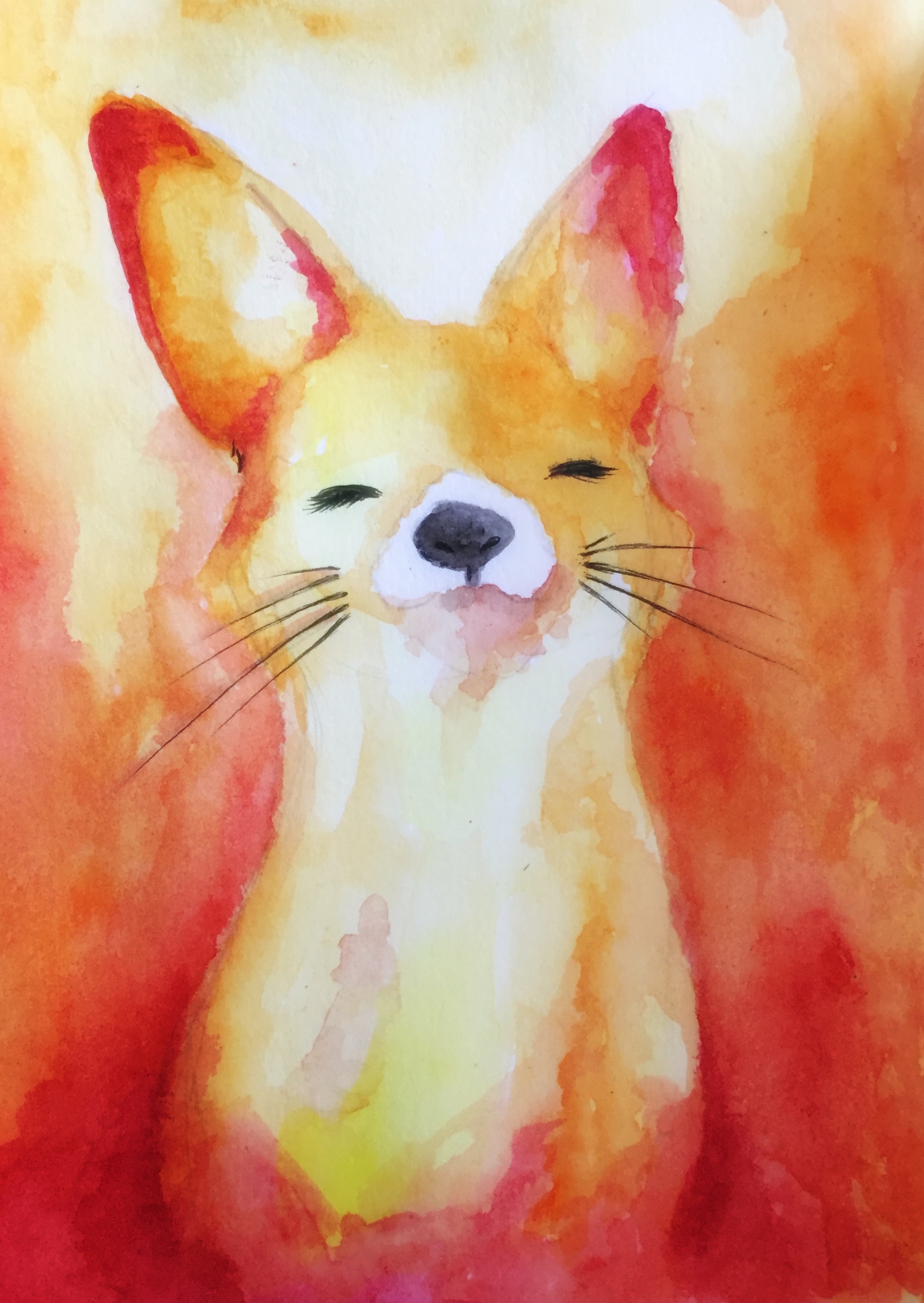 빨간여우 수채화그림 - 디아섹액자 풀프레임 : 아트옥션