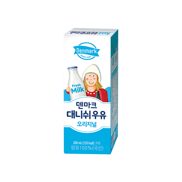 덴마크 대니쉬 멸균우유 오리지널 200ml, 32개 : 덴마크우유 가정배달